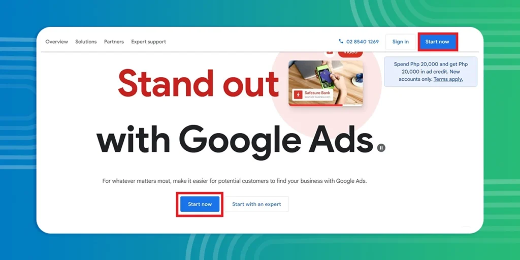 Sign up for Google Ads Account